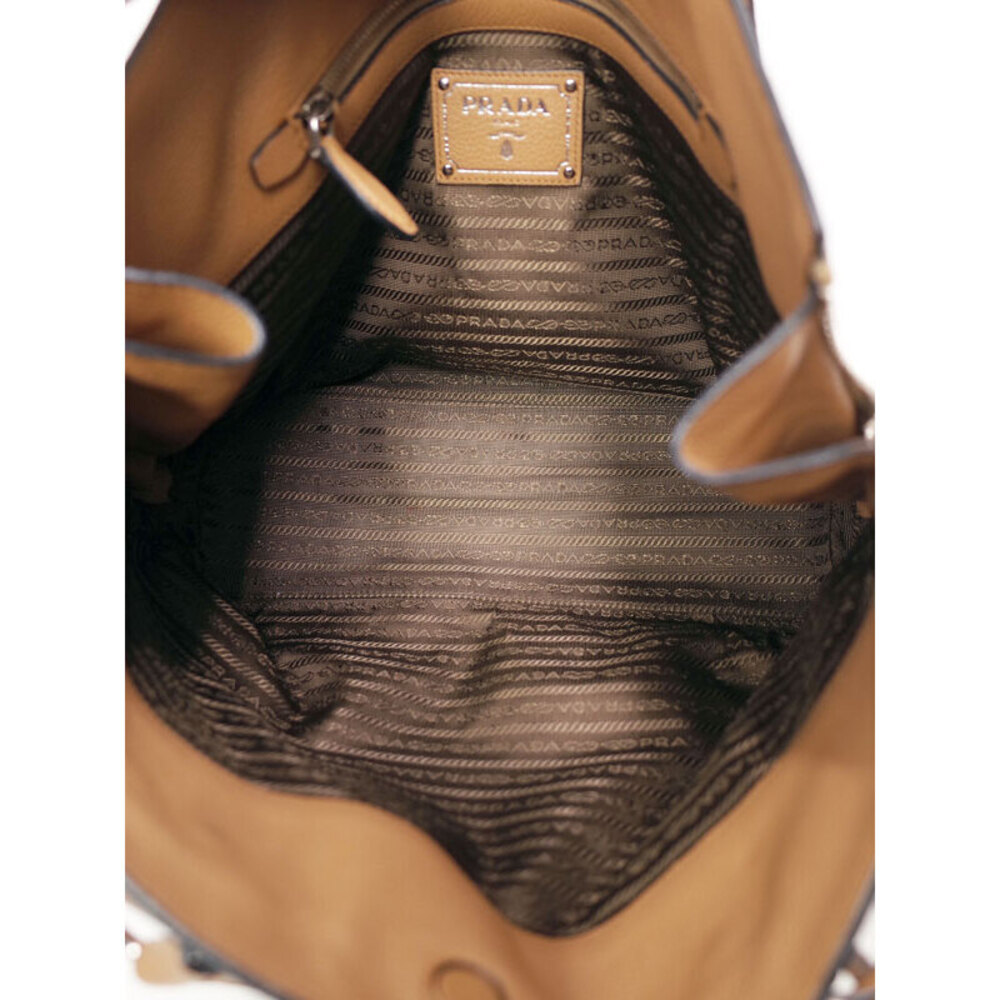 Prada Vitello Phenix Side Zip Shopper Tote brown pebbled leather - Picture 3 of 9